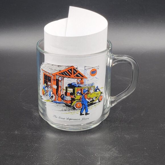 Gulf Oil Collector's Series Glass Mug The Great Depression Years Coffee Cup 8 oz - Picture 1 of 10